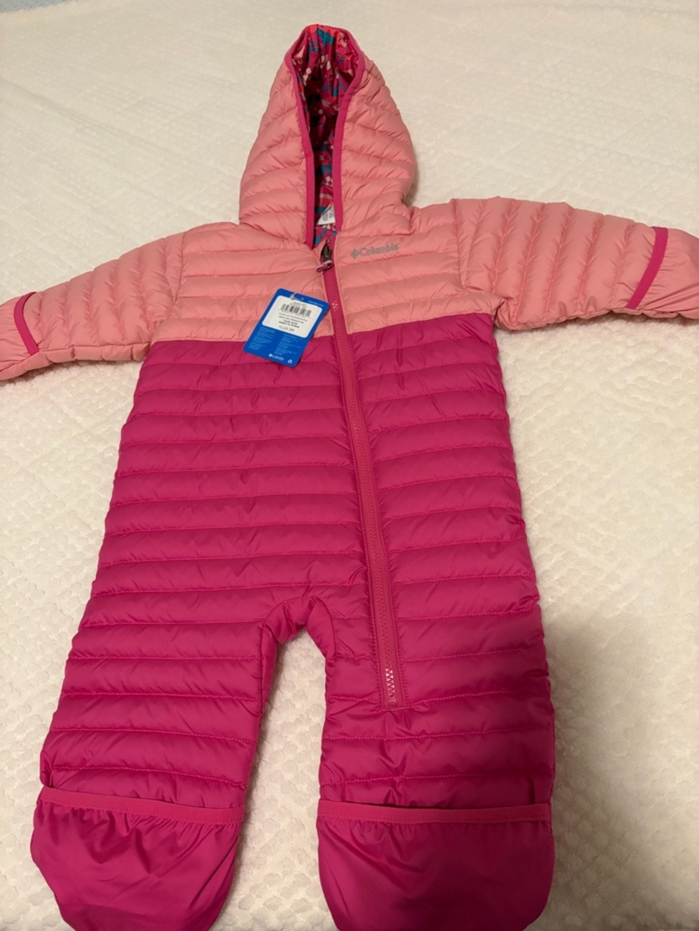 Columbia Pink & Hot Pink Infant Quilted Snowsuit